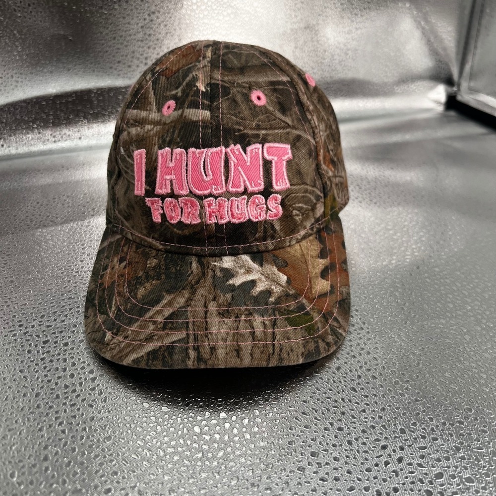 Outdoor Kids Infant Camo I Hunt For Hugs Pink Embroidery Baseball Hat Cap